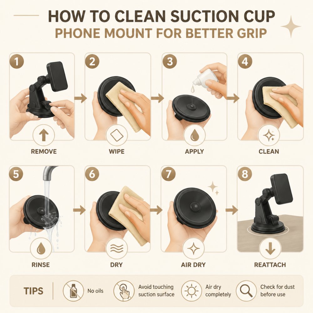 Step-by-step visual guide for car phone mount secure