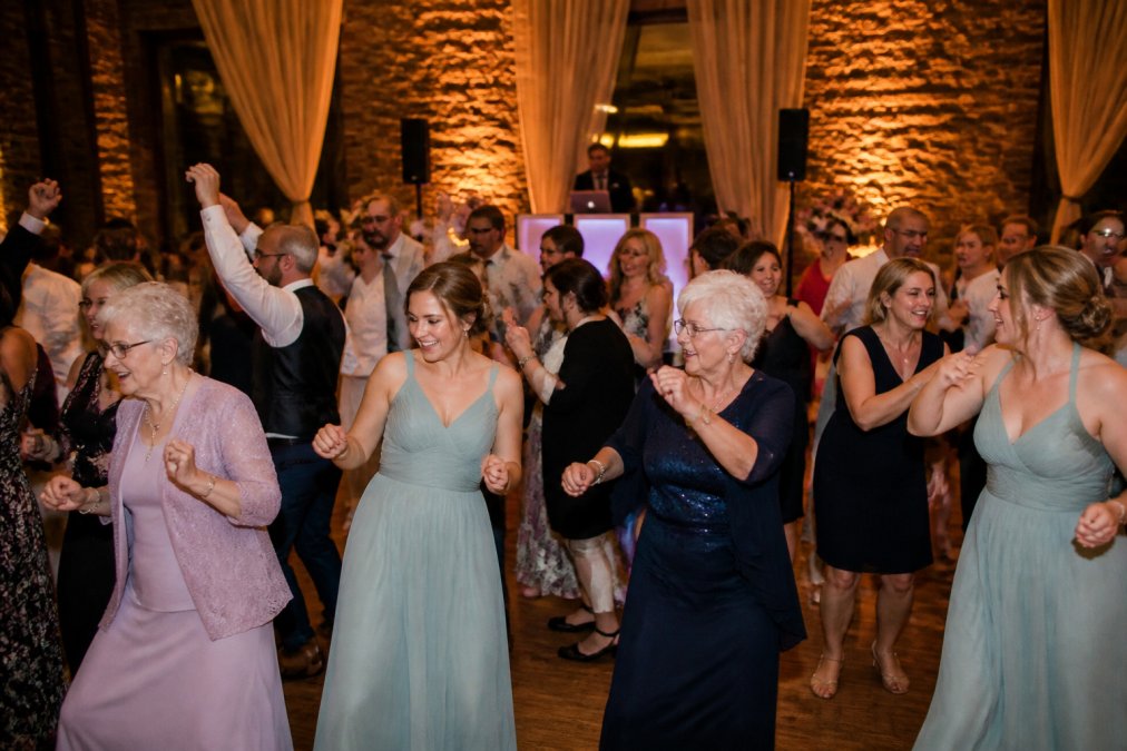 Professional illustration showing side and packed and wedding concepts for wedding guests dancing