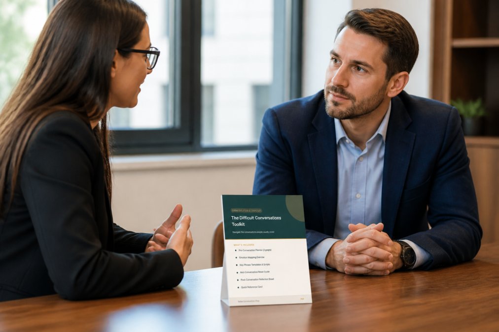 Professional illustration showing difficult conversations