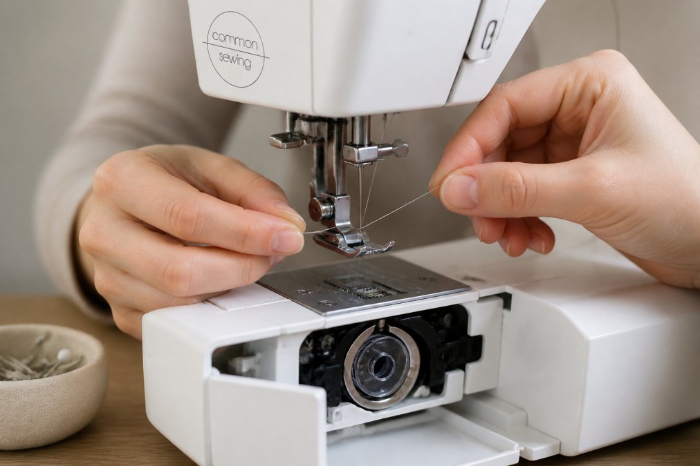 Professional illustration showing Close for learn sewing