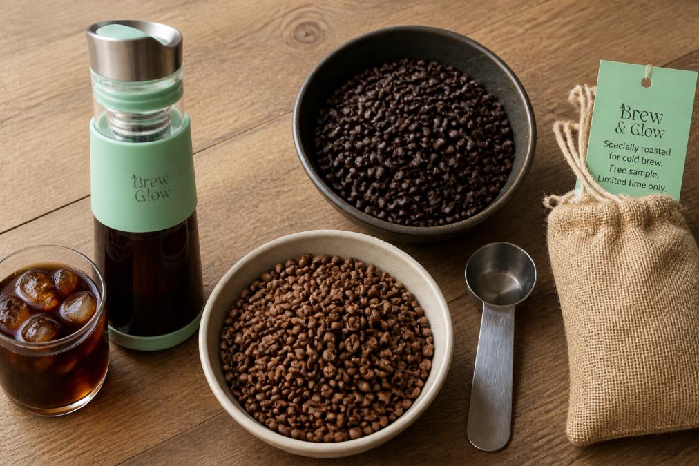 Professional illustration showing Overhead for low acidity cold brew
