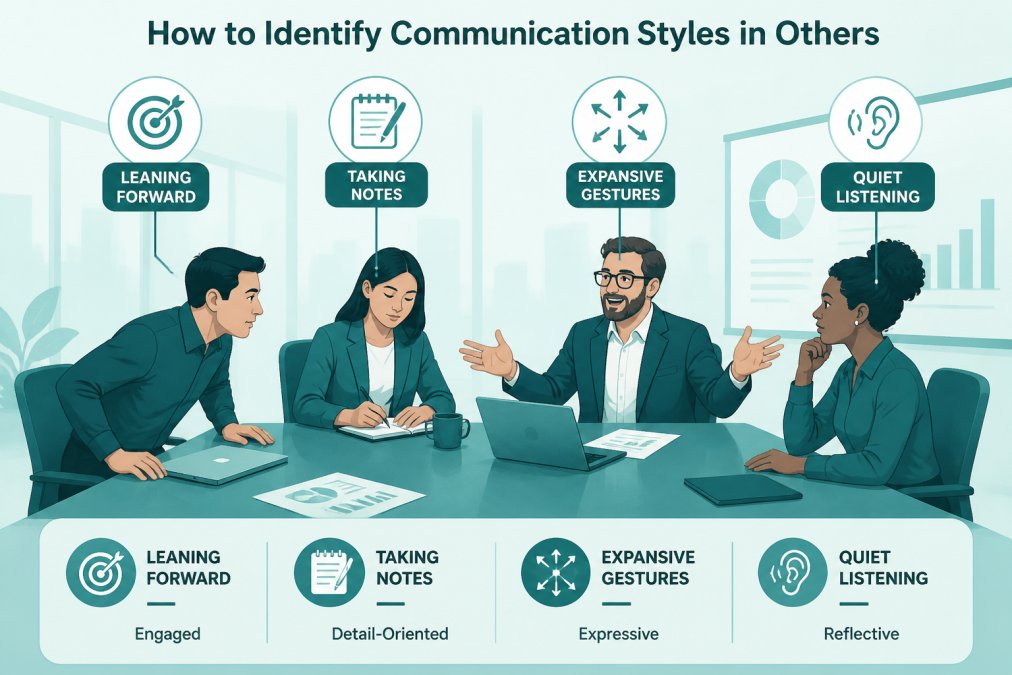 Diverse team of professionals in a modern conference room engaged in discussion, showing varied body language including someone leaning forward intently, another taking notes, one gesturing expansively, and another listening quietly