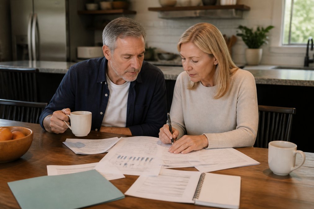 Infographic illustrating a joint financial planning process for couples with different retirement ages