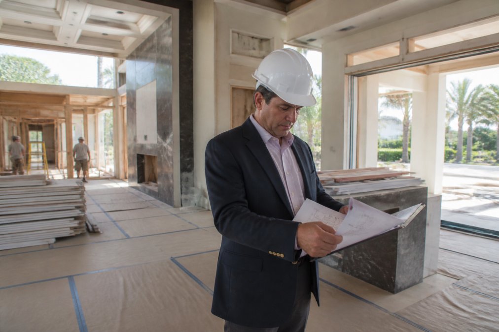 Professional illustration showing construction and professional and business concepts for luxury home construction