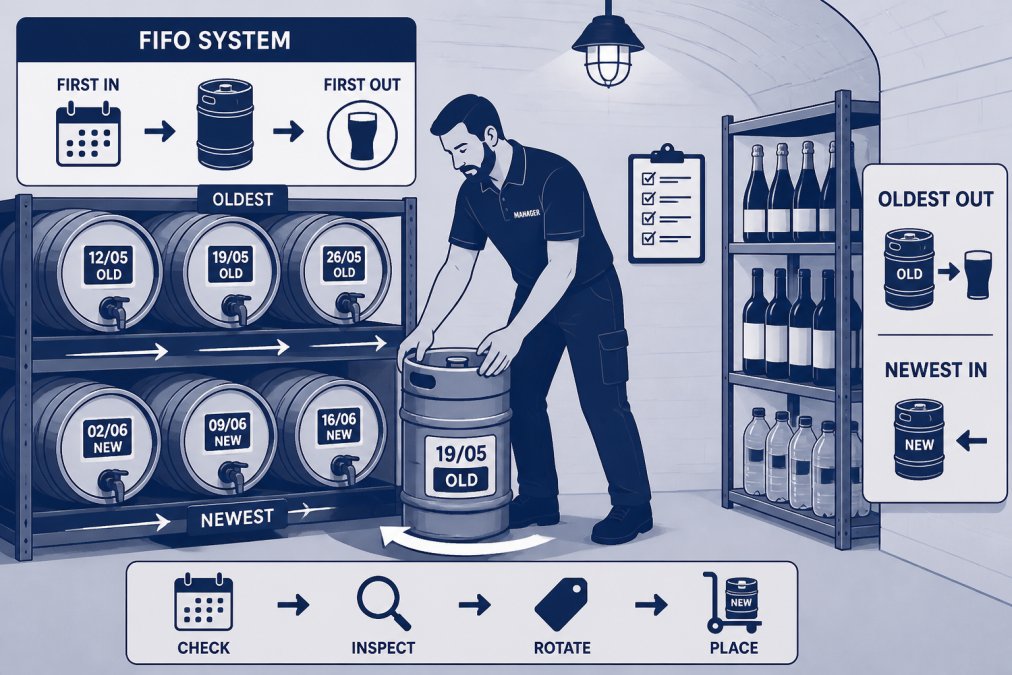 Professional illustration showing Bar for manage pub cellar stock