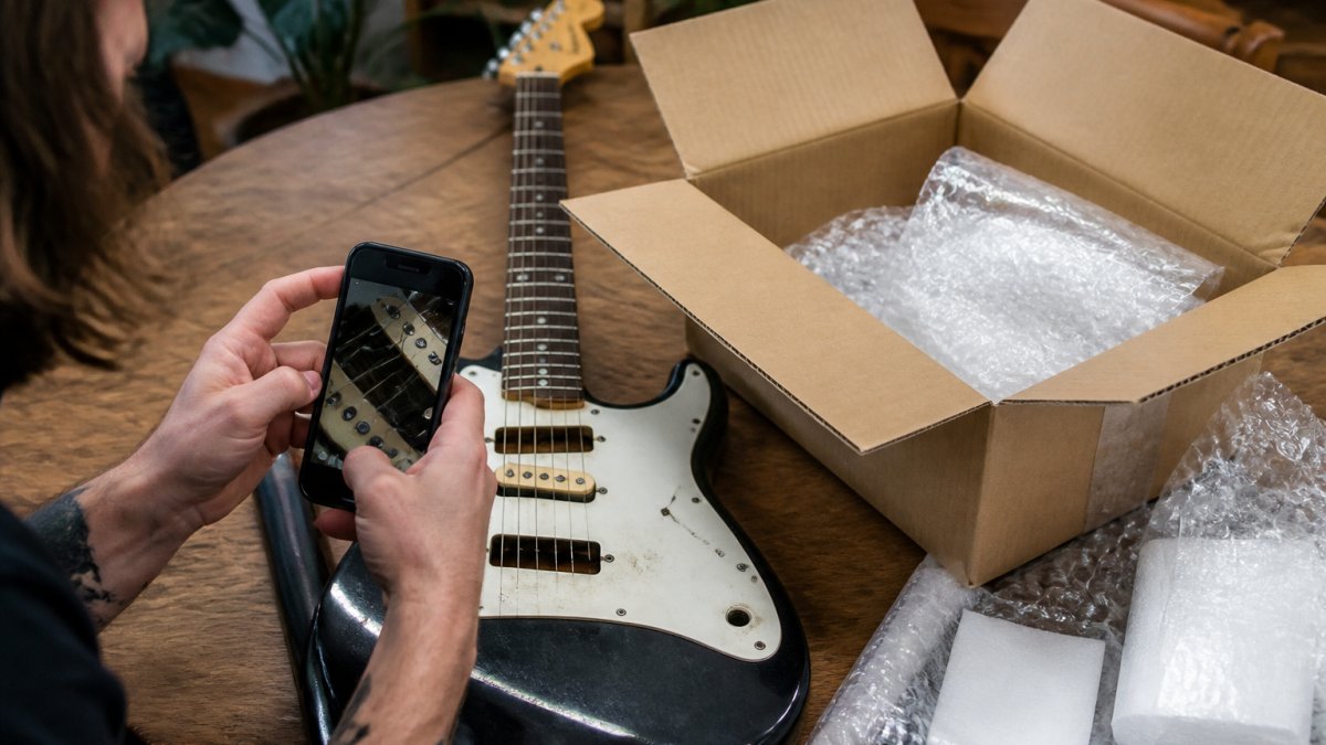 Step-by-step process for documenting a damaged guitar pickup to satisfy a return policy requirements.