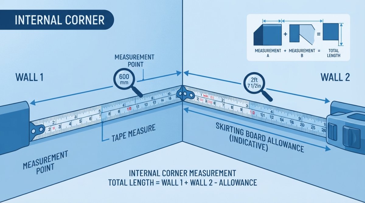 Step-by-step visual guide for measure for skirting boards