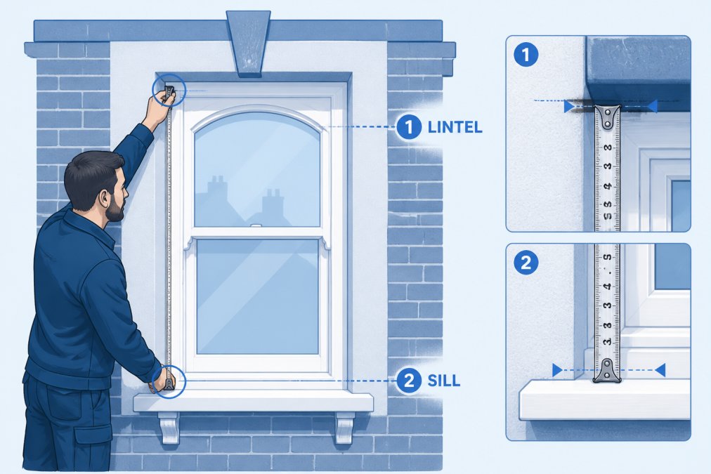 Step-by-step visual guide for measure non-standard window openings