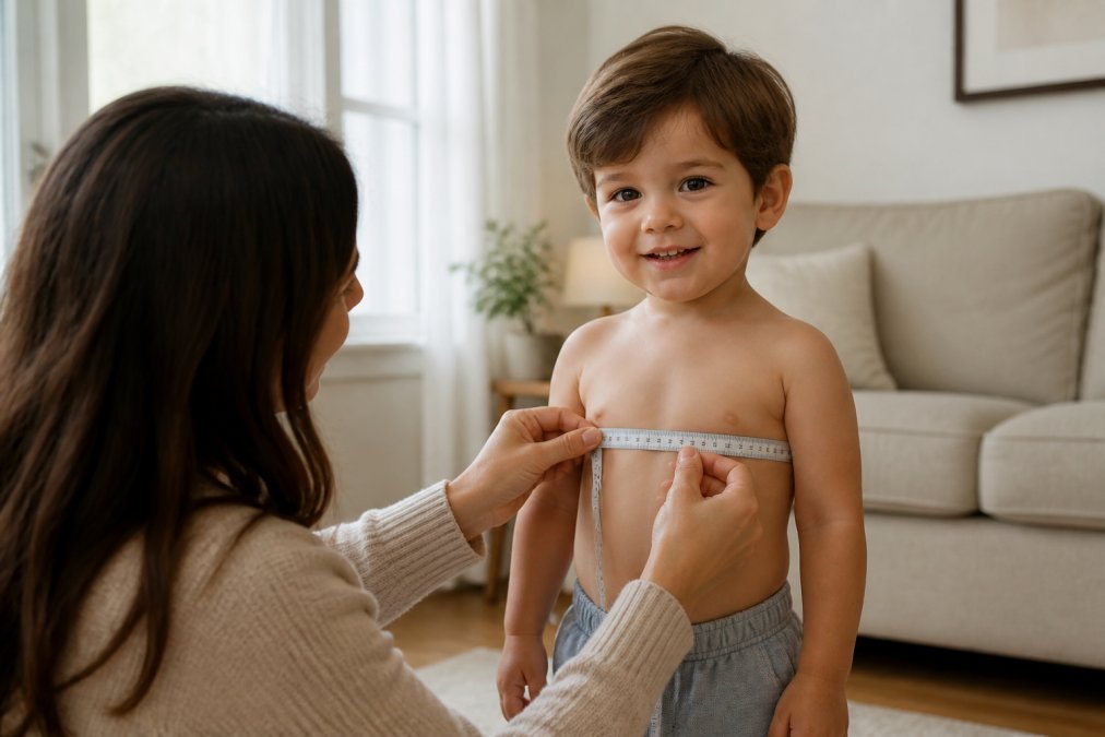 Step-by-step visual guide for Parent for measure toddlers for clothes