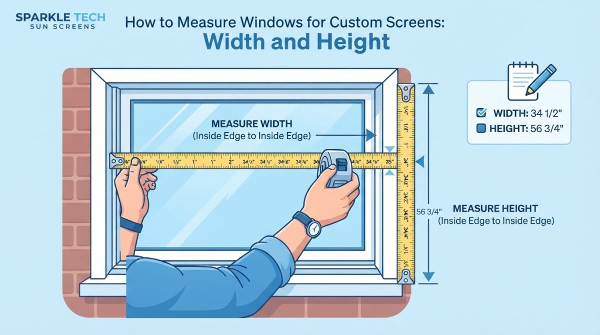 Step-by-step visual guide for how to measure windows for custom screens