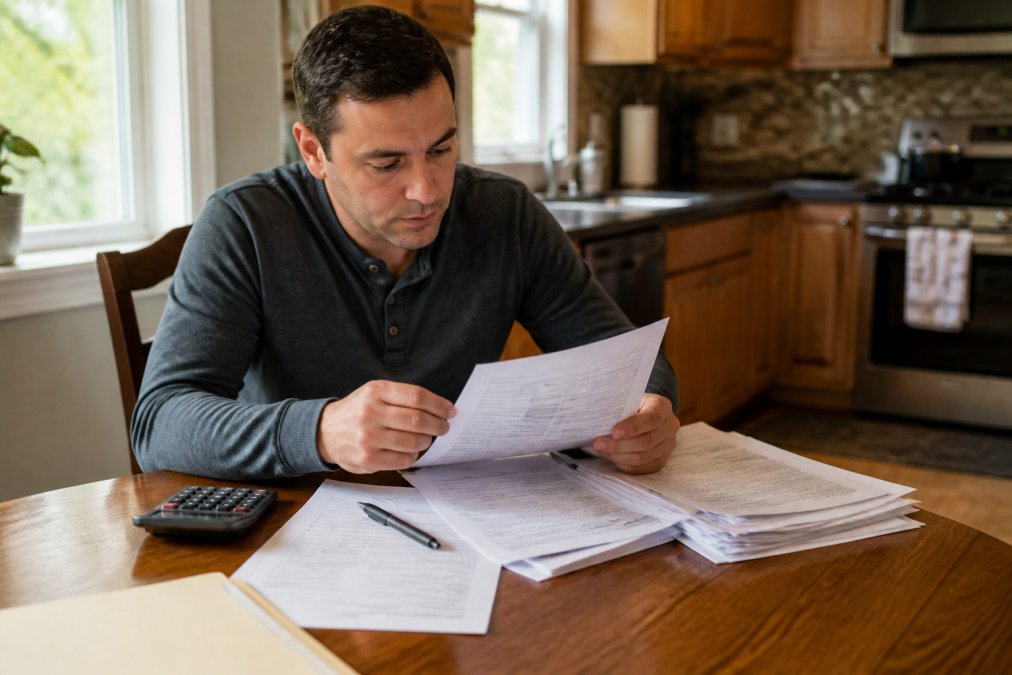 Process flowchart for a person reviewing financial documents to modify child support in court