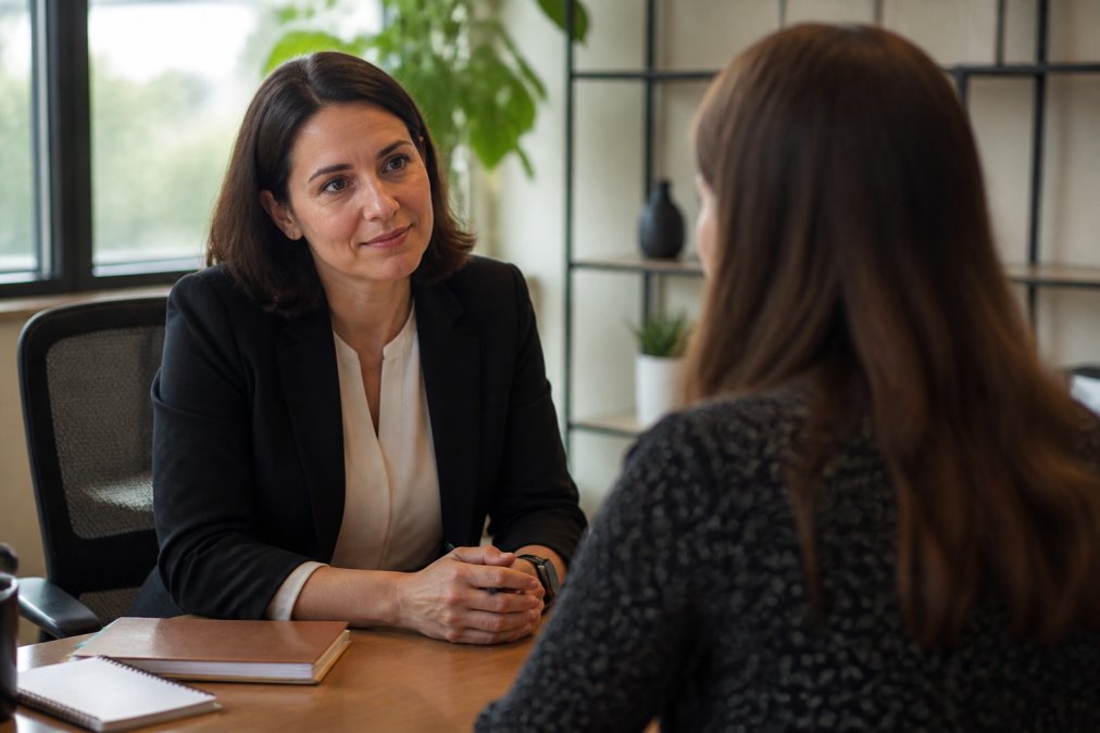 Professional illustration showing difficult conversations at work