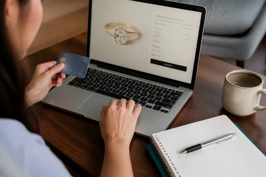 Professional illustration showing Person for order custom jewelry online safely