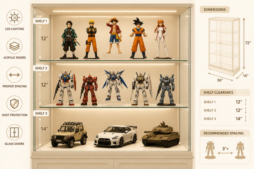 Professional illustration showing LED for how to organize your figure collection