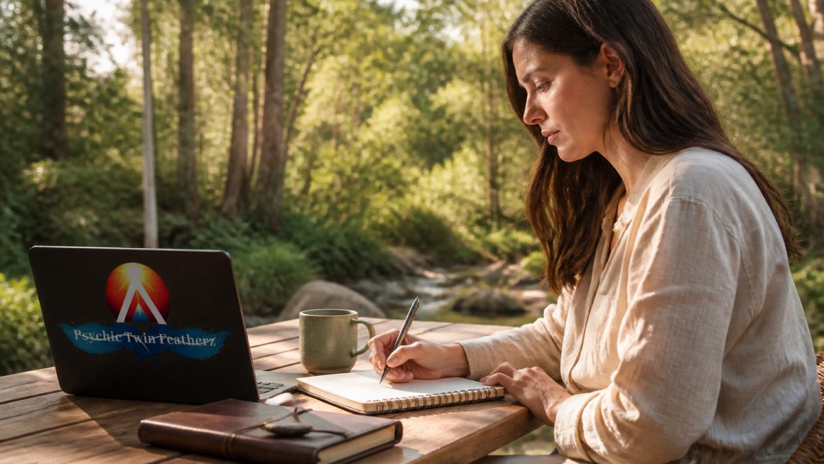 How to Overcome Decision Paralysis in Life 1 Person sitting in a calm natural setting writing notes in a notebook to make thoughtful decisions