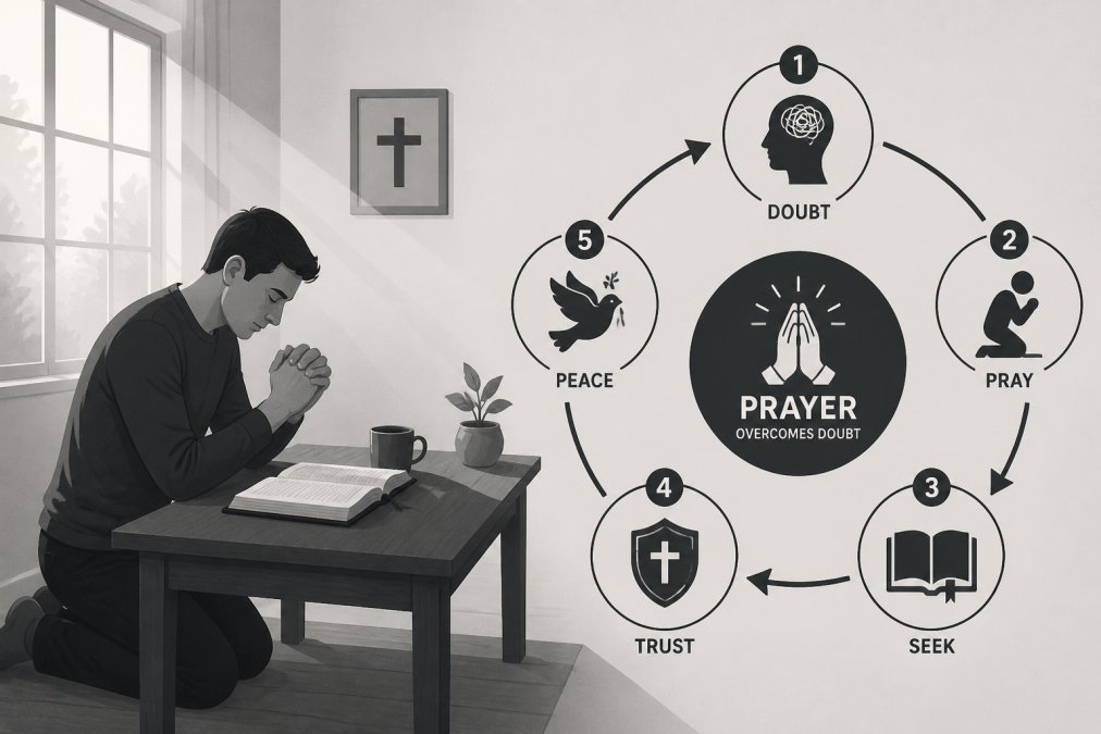 Professional illustration showing overcome spiritual doubt