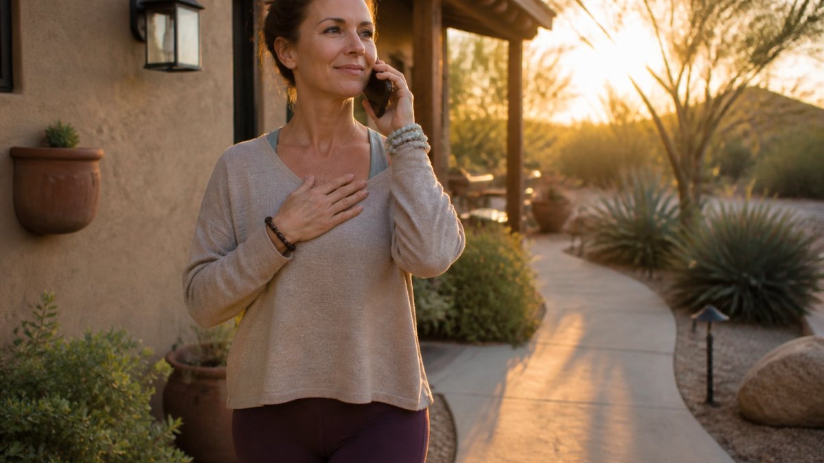 Person sitting cross-legged in a peaceful sunlit room with hands positioned over their heart chakra, demonstrating self-Reiki hand position for emotional healing