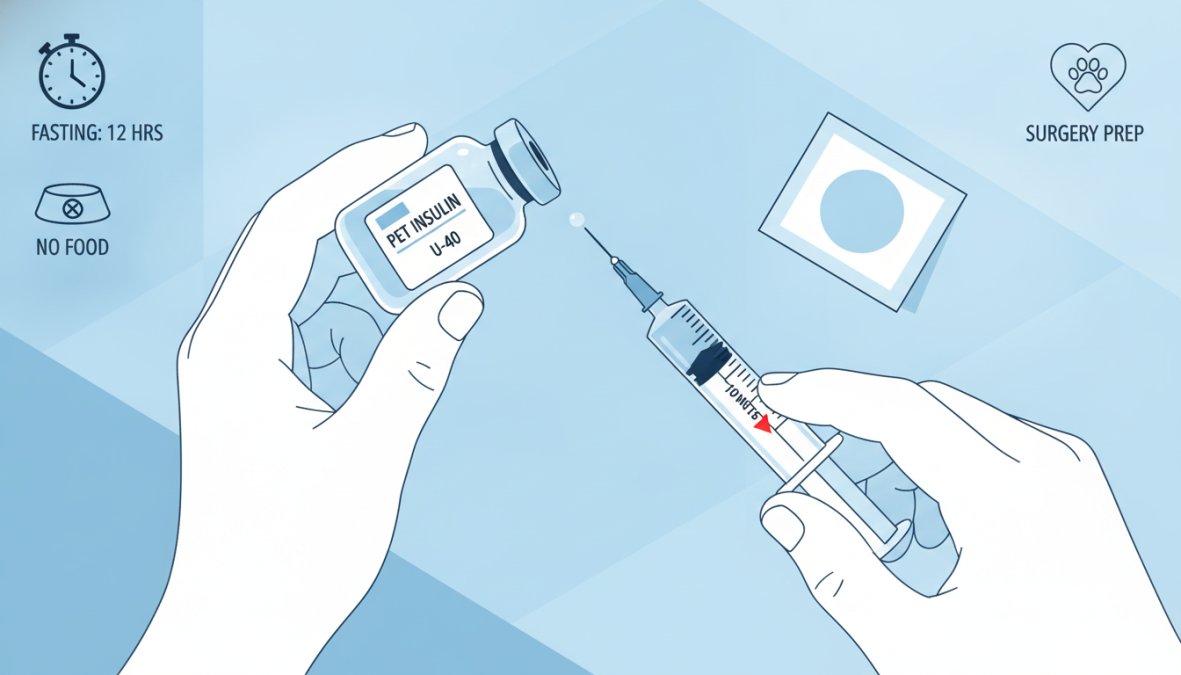 Professional illustration showing how to prepare diabetic pets for surgery