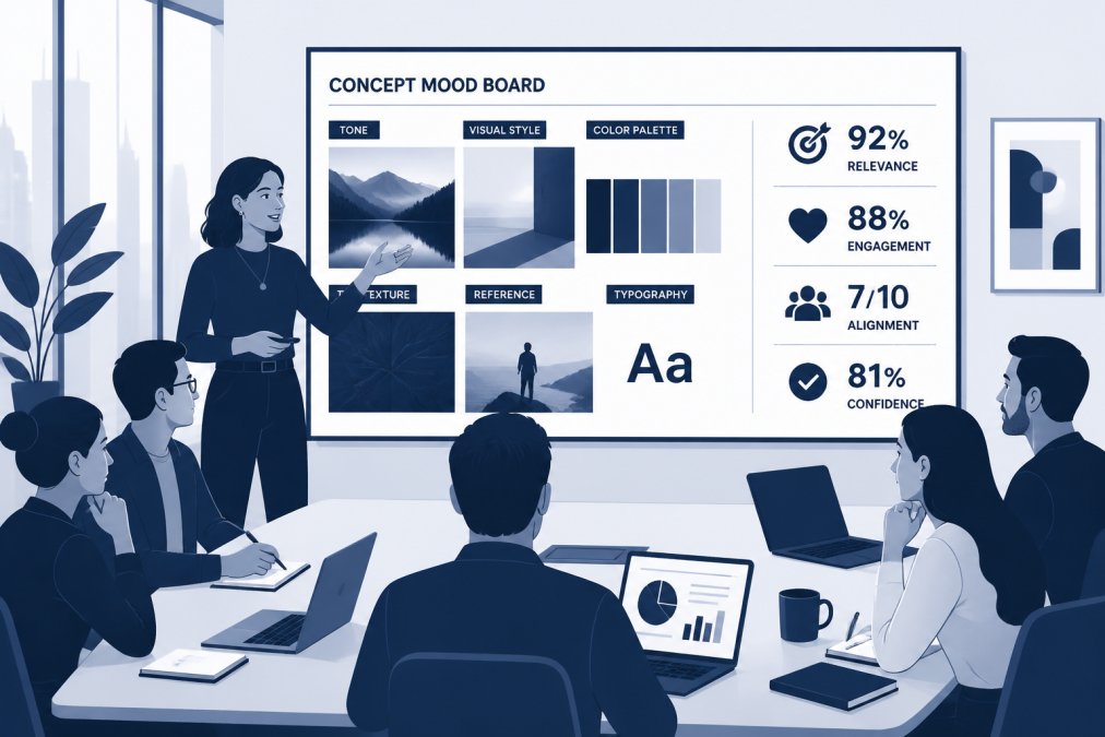 Step-by-step visual guide for present creative concepts