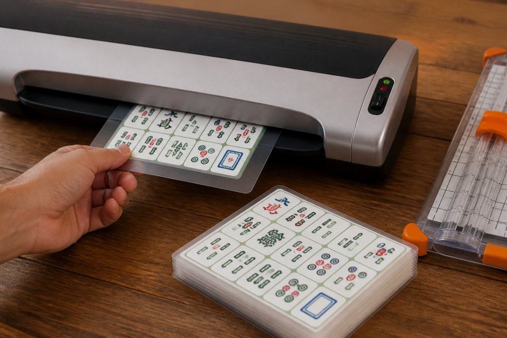 Step-by-step process to laminate and trim your print digital mahjong cards using a thermal machine