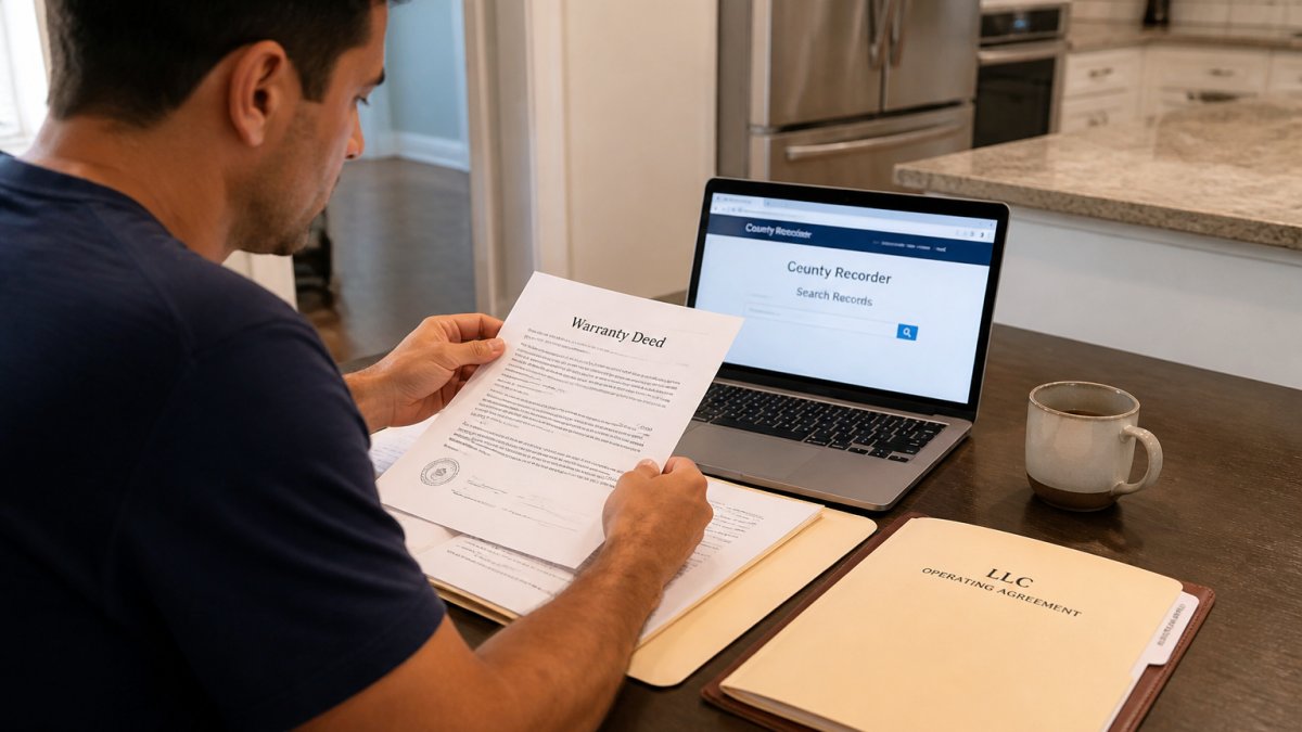 Flowchart illustrating the step-by-step process of transferring a rental property deed to a business entity