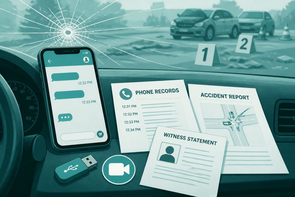 Professional illustration showing prove distracted driving
