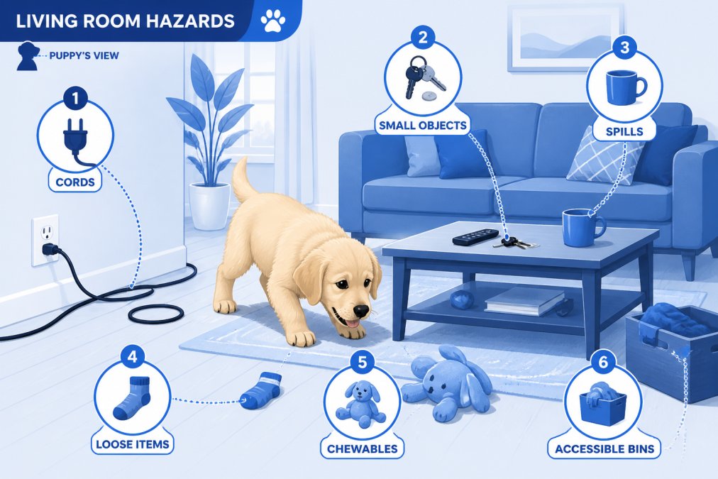 Professional illustration showing puppy proof your home