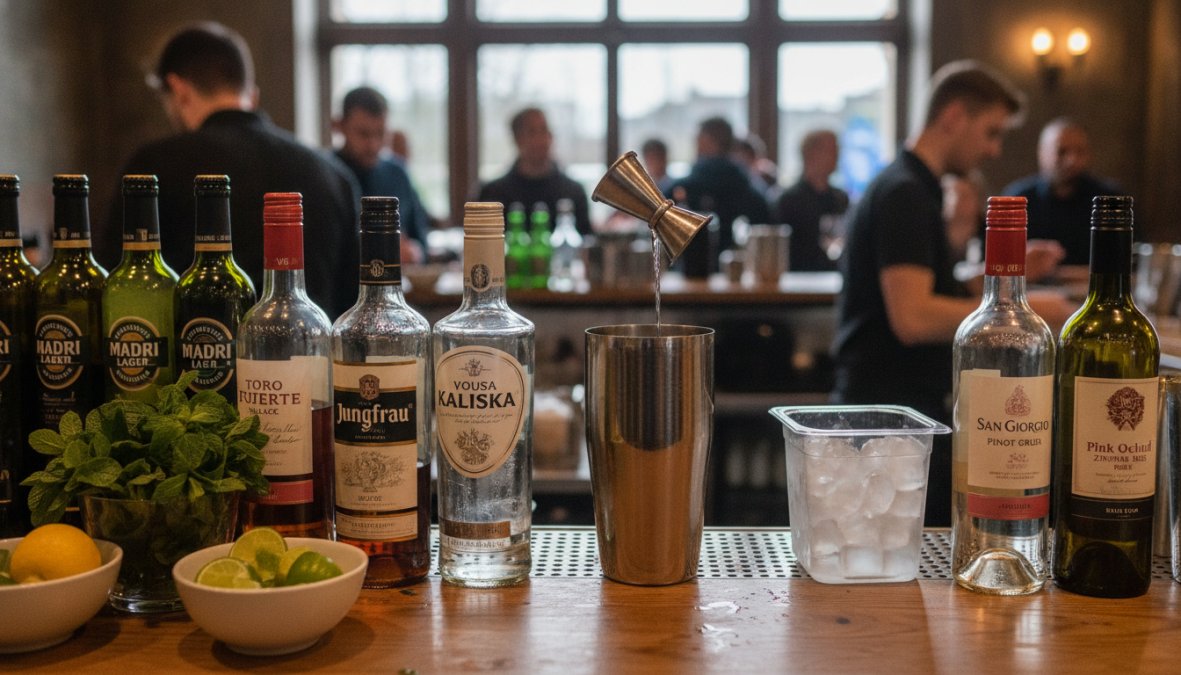 Professional illustration showing bartender and carefully and measuring concepts for reduce bar waste