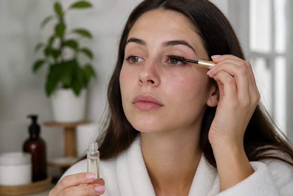 Professional illustration showing Person for remove press-on lashes safely