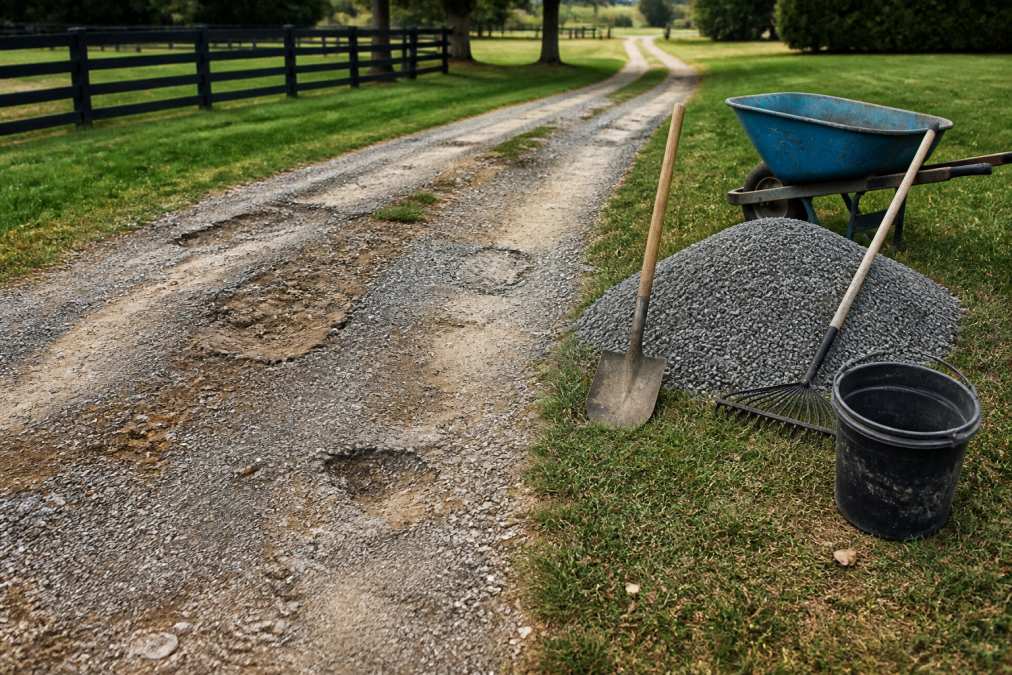 Step-by-step visual guide for repair gravel driveway