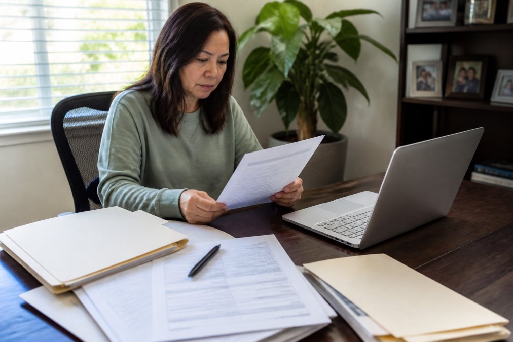 Person reviewing a complaint form for Hawaii state boards at a desk