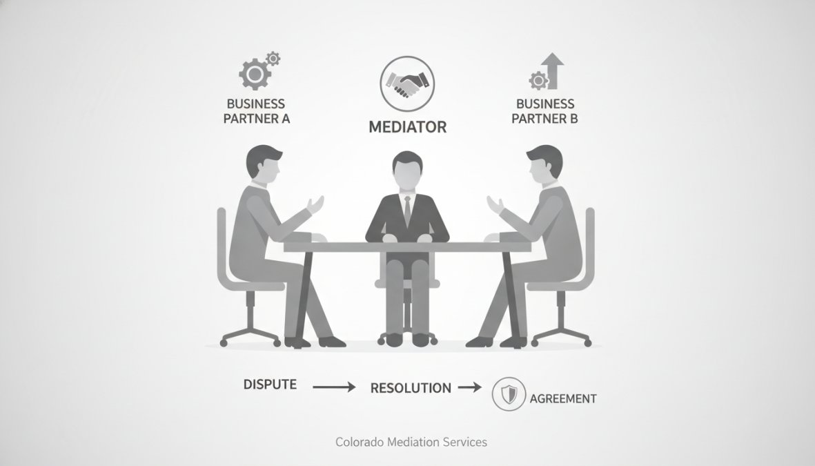 Professional illustration showing resolve partnership disputes