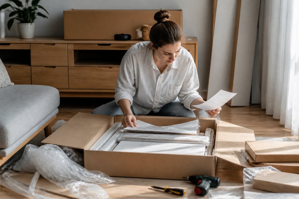 Step-by-step visual guide for Person for how to return furniture bought online