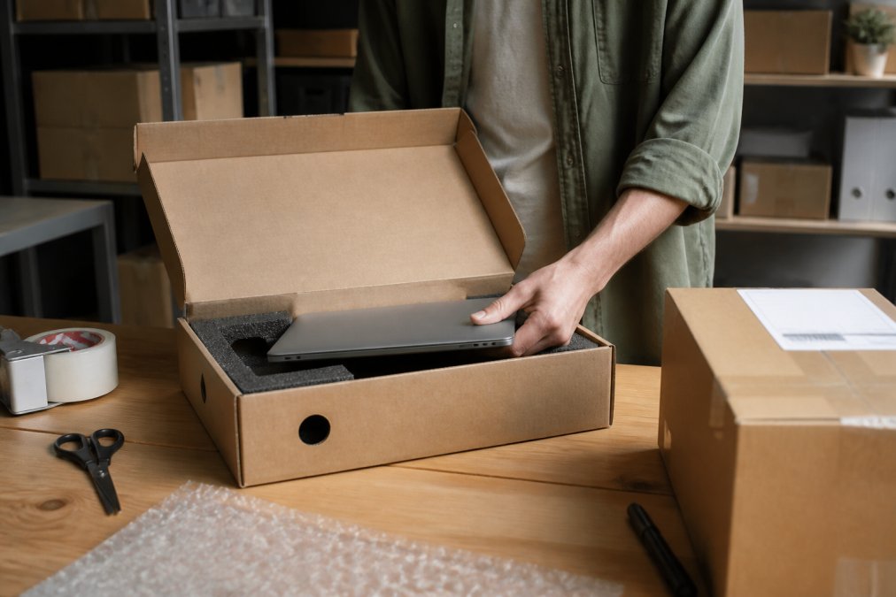 Step-by-step guide on how to pack a laptop with foam for a safe return online tech shipping process