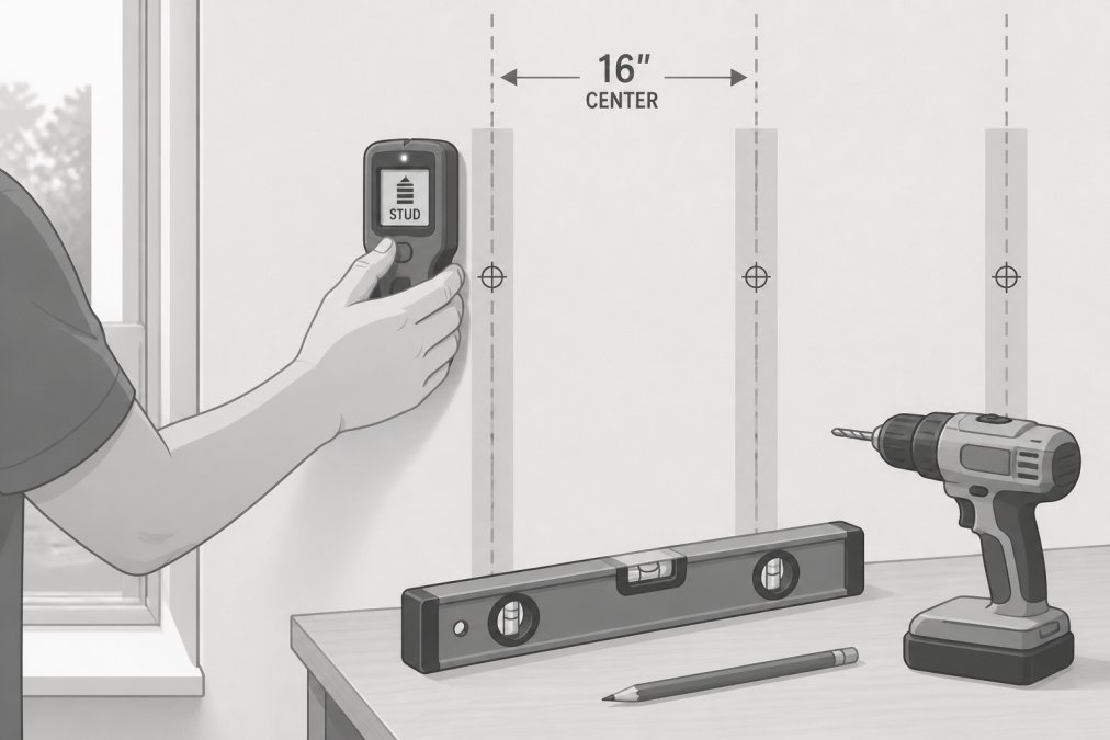 Professional illustration showing safely install murphy bed