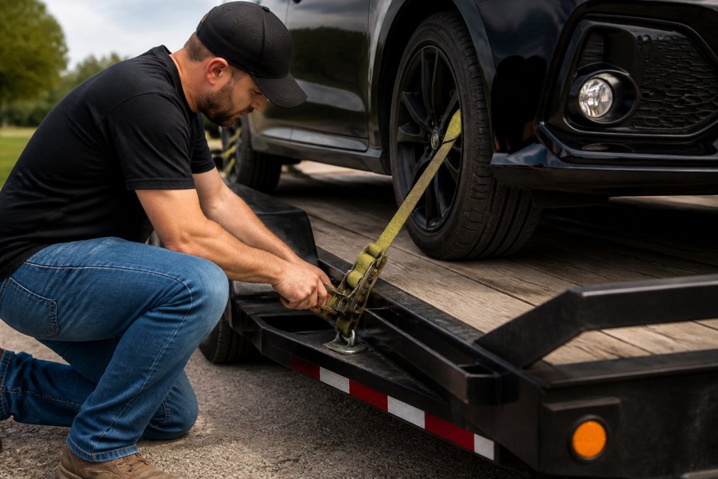 How to Safely Secure a Car on a Trailer