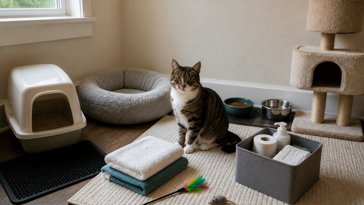 How to Set Up Essential Supplies for a Cat Safe Room