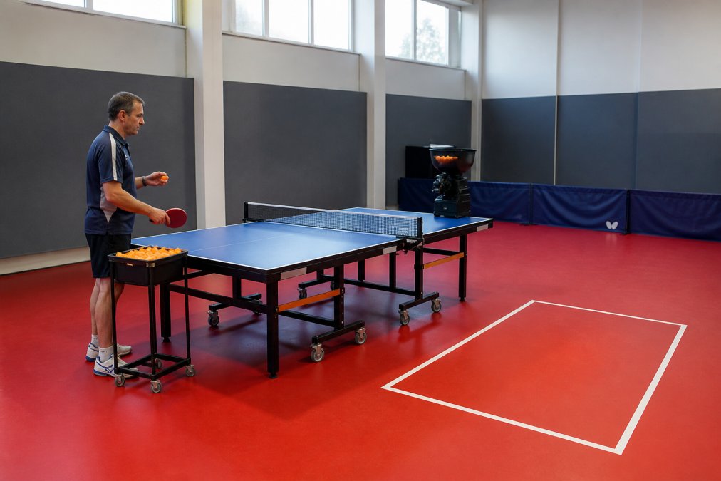 Diagram showing the setup of a ball cart, robot, and collection zone for effective multi-ball drills training.