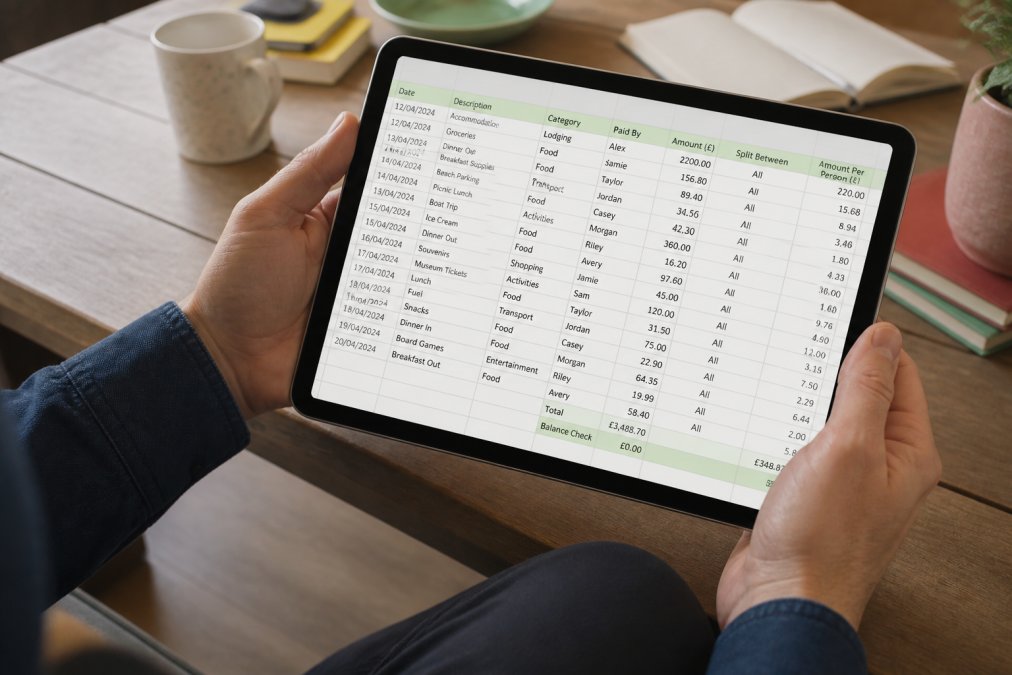 Professional illustration showing how to split costs for group holidays