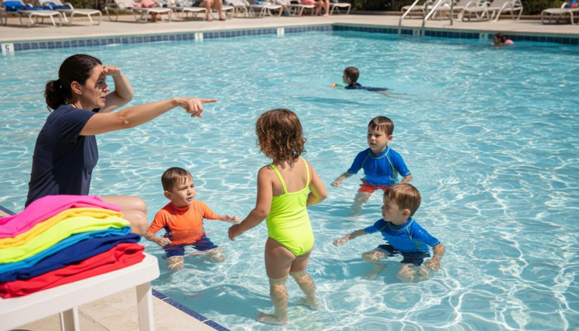 Professional illustration showing Children for how to spot child in water