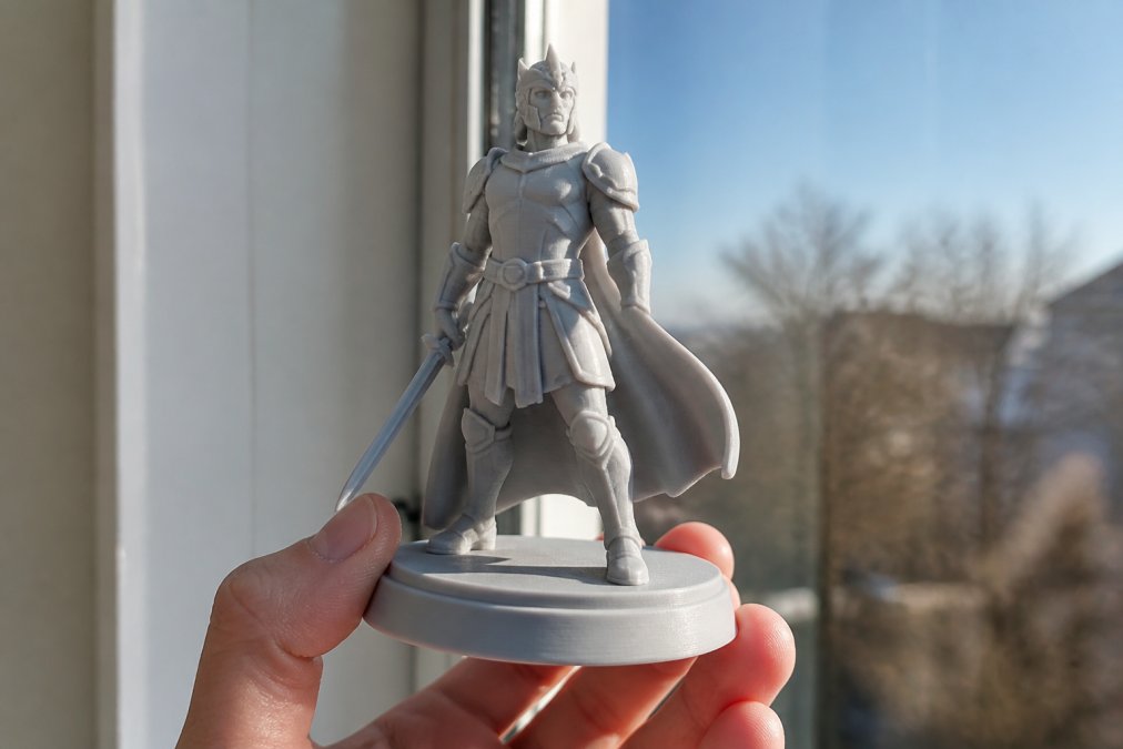 Visual inspection checklist for quality 3d prints showing a smooth figurine held against bright window light