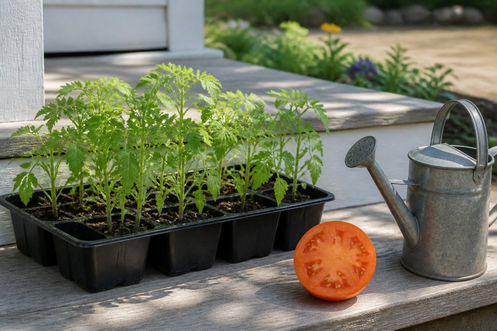 Process diagram showing steps for step and tray and young concepts for start seeds indoors