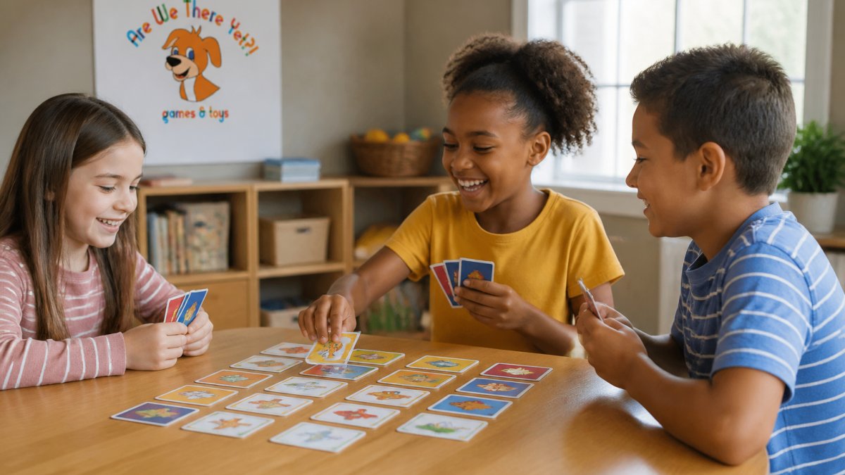 Diagram illustrating a step-by-step process for engaging children in screen-free card games at home