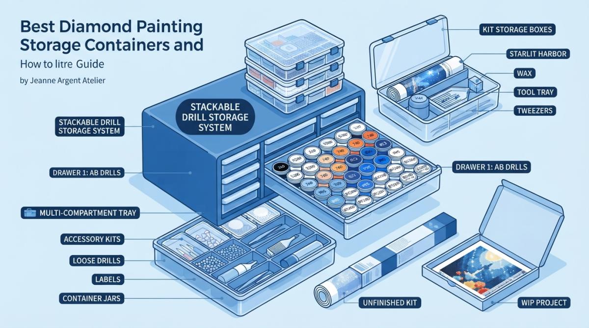 Professional illustration showing store diamond painting kits