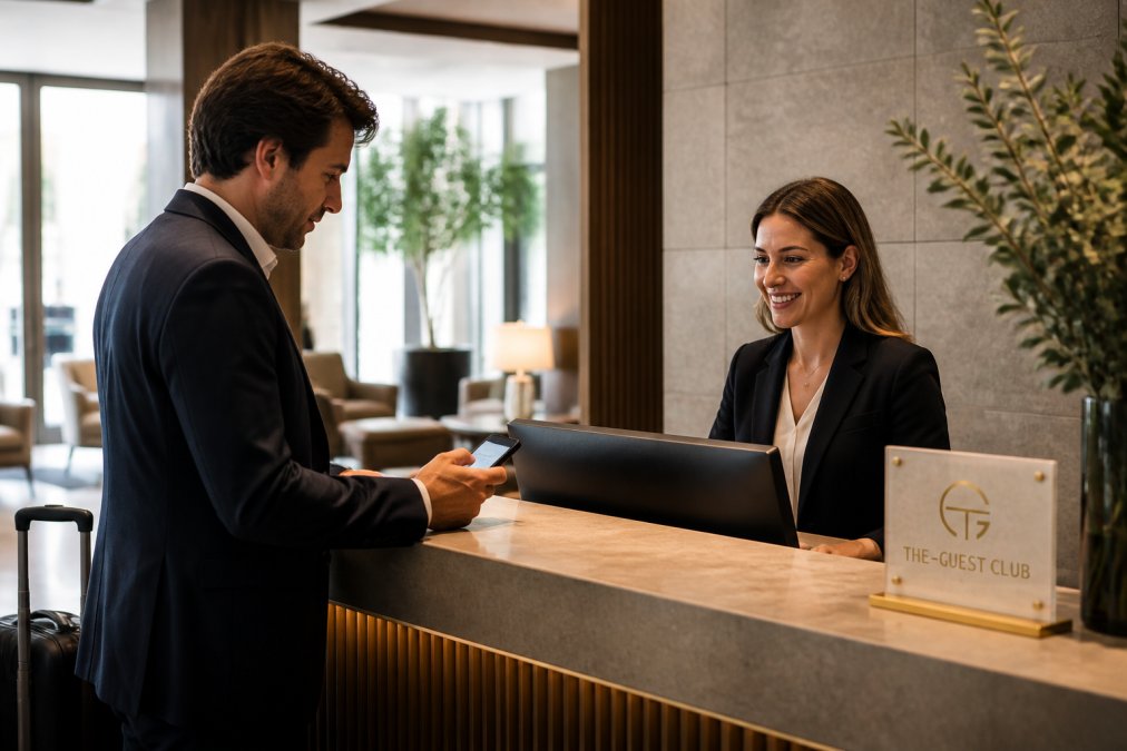 Professional illustration showing Guest for streamline hotel guest onboarding