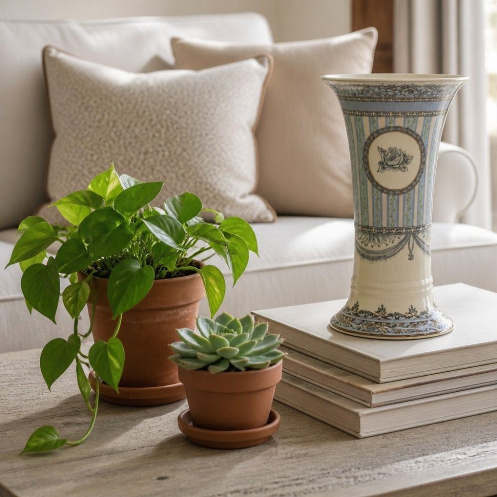 Professional illustration showing coffee table styling