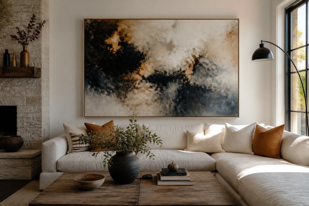 How to Style Large Abstract Canvas Art