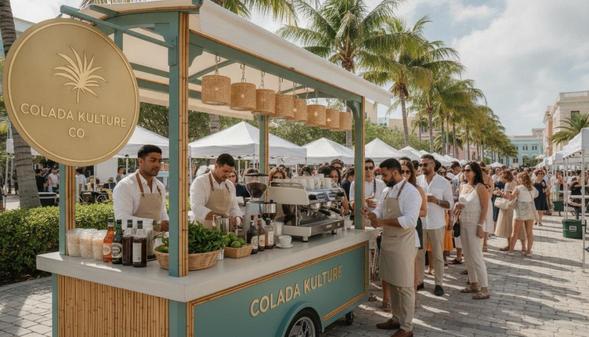 Professional illustration showing style mobile coffee bars
