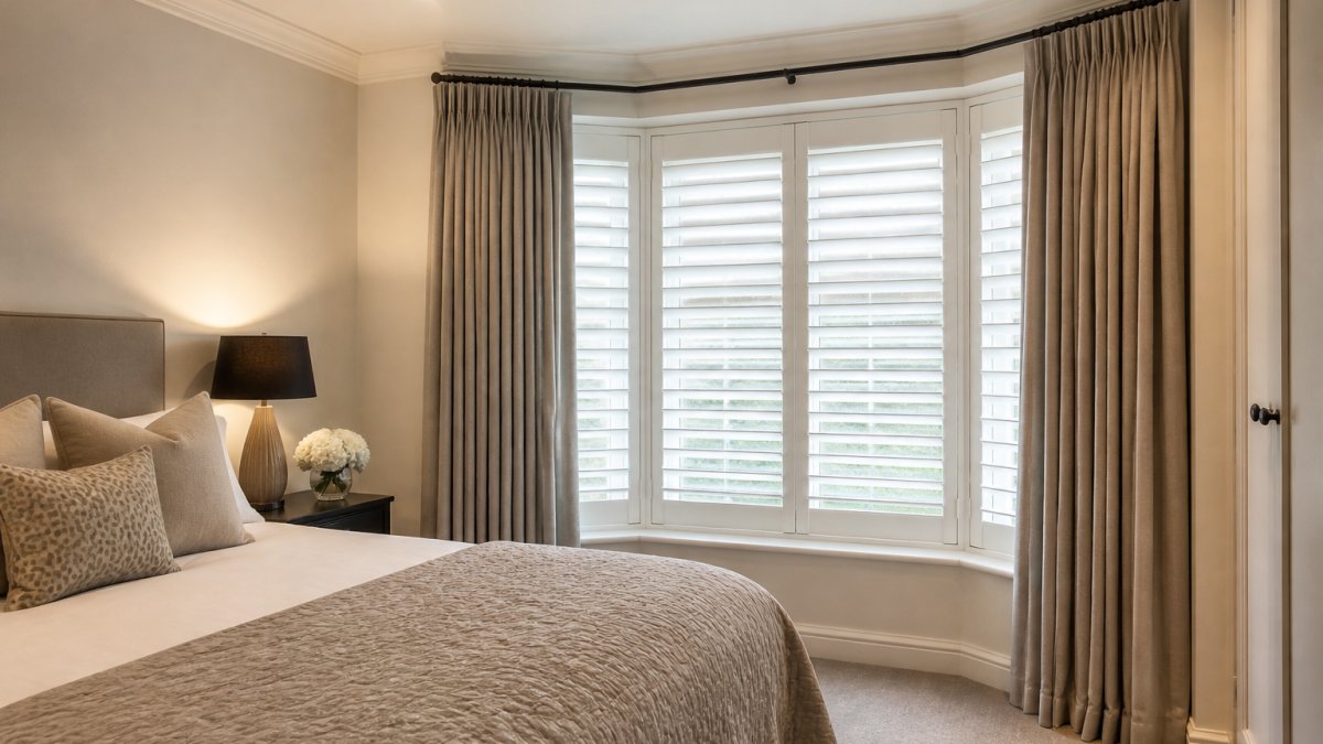 How to Style Plantation Shutters with Curtains for a Layered Look