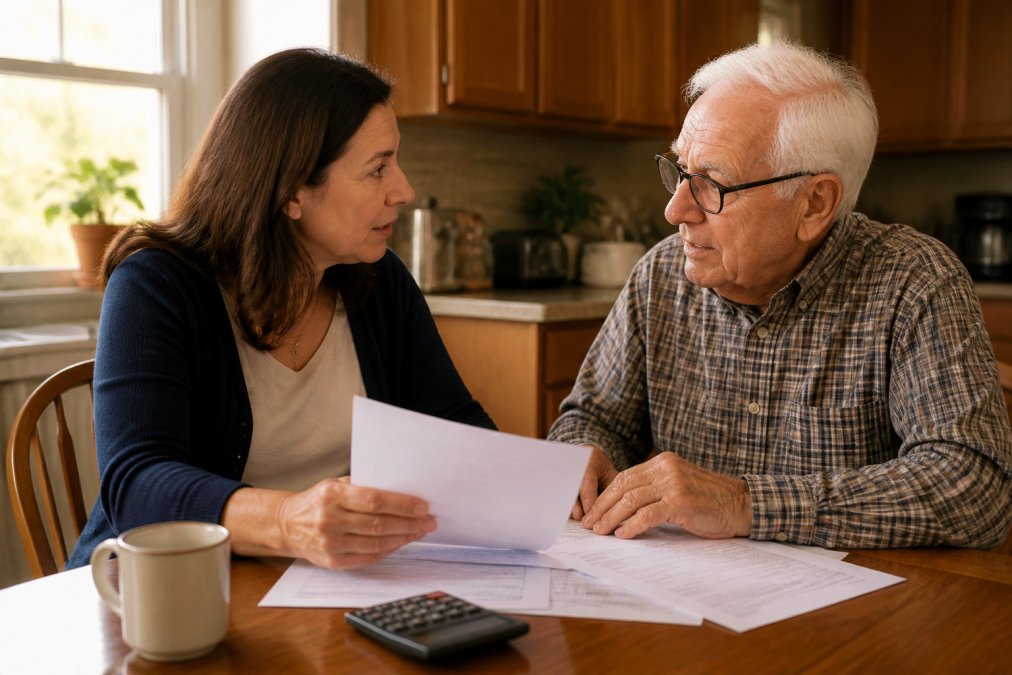 Flowchart illustrating a step-by-step process for discussing nursing home costs with family members.